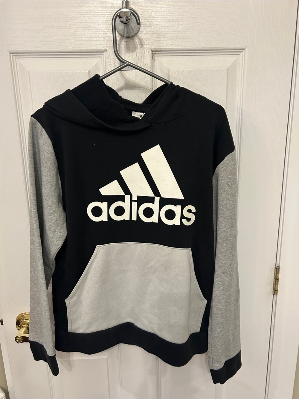 adidas Black & Gray Logo Pullover Hoodie